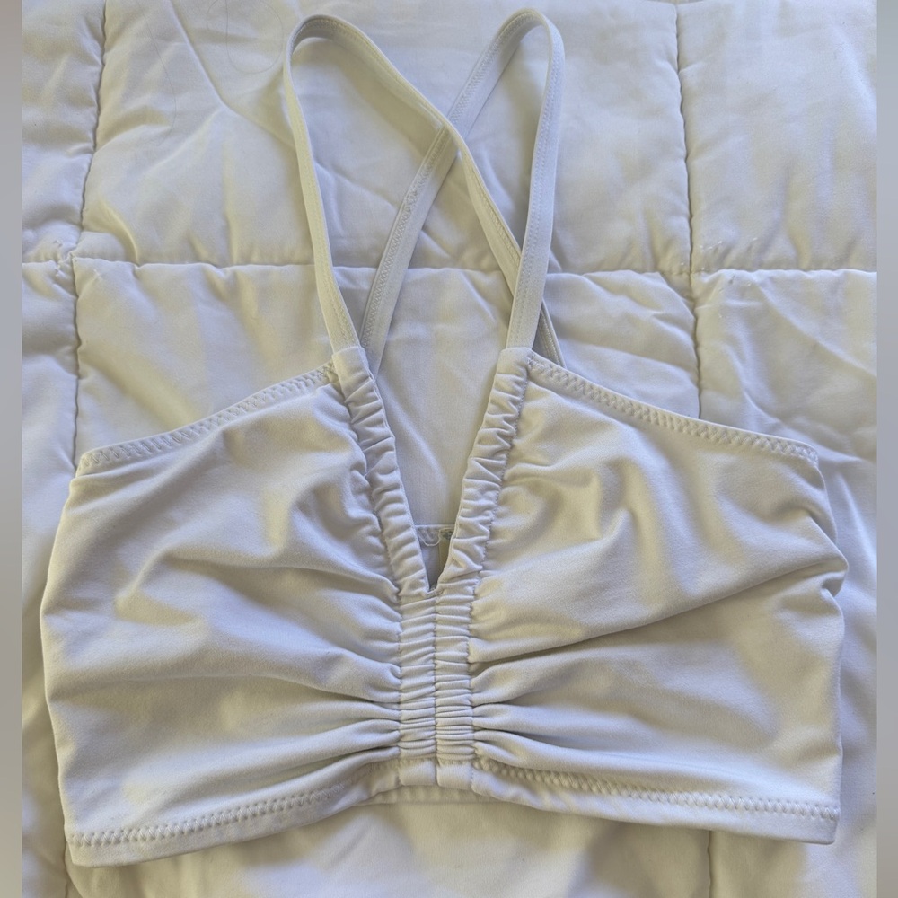 Free People White Ruched Tank